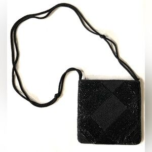Vintage Black Beaded Purse Handbag from 1990s